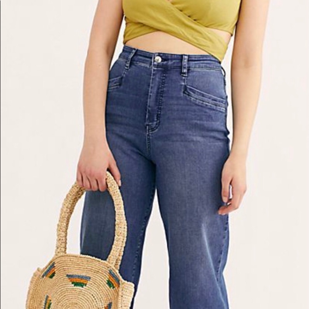We the free CRVY Lace-Up Crop Wide-Leg jeans